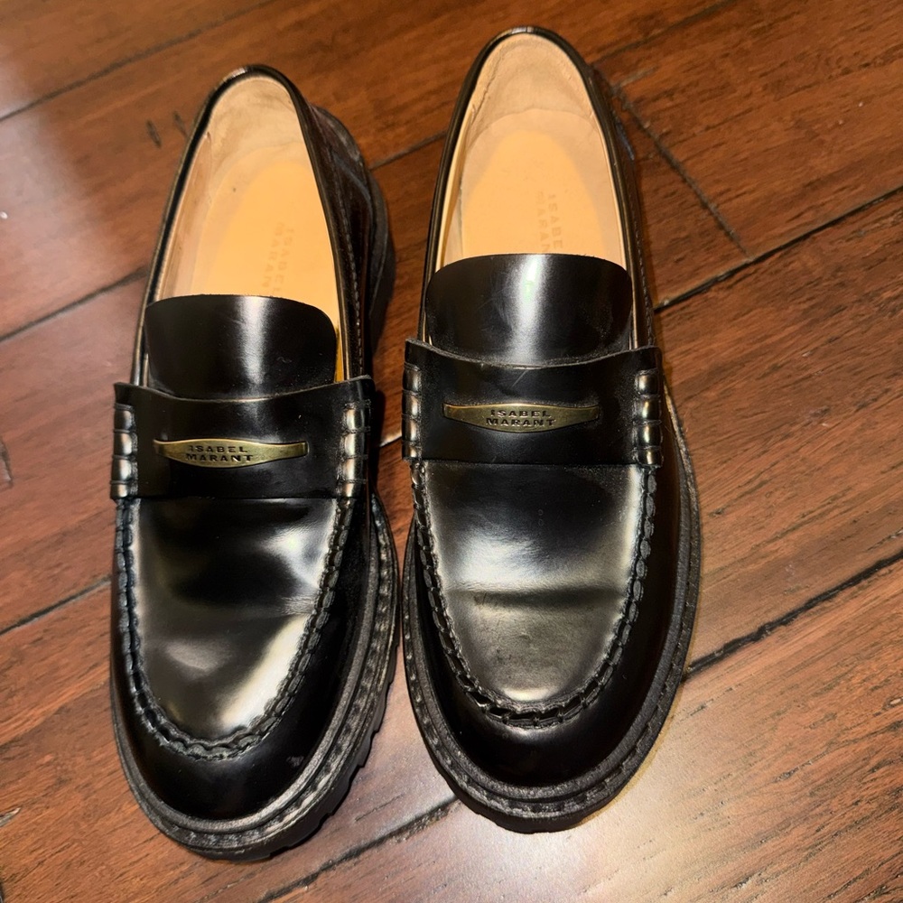 Isabel Marant Black Leather Loafers